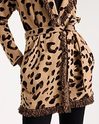 Prestige Animal Fringed Belted Cardigan