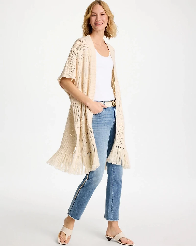 Long Knit Fringe Ruana