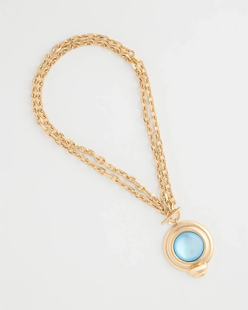 Twice As Nice Aqua Pendant Necklace