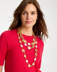 Pearl Hammered Short Necklace