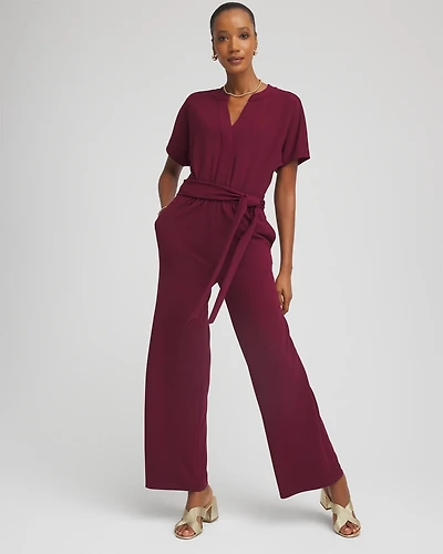 Belted Dolman-Sleeve Jumpsuit