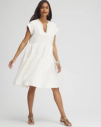 Linen Embellished Cap Sleeve Dress