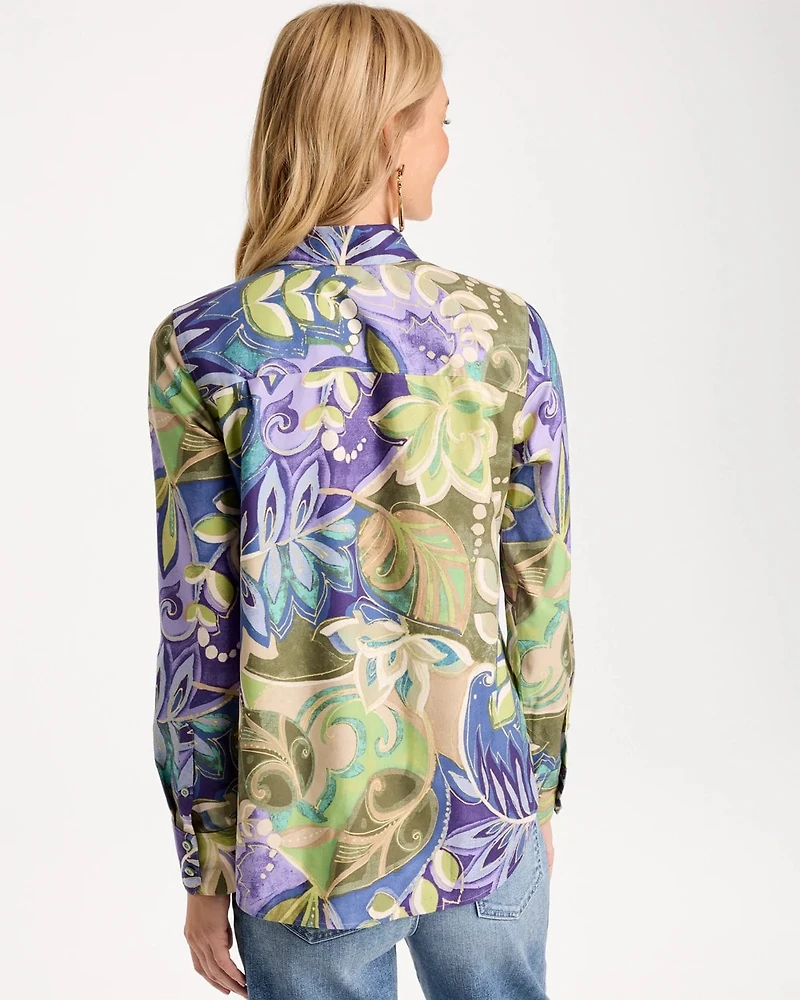 No Iron™ Stretch Garden Print Shirt