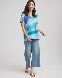 Sea Print Short Sleeve Forward-Seam Tee