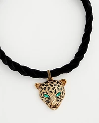 Green Eye Leopard Velvet Pendant