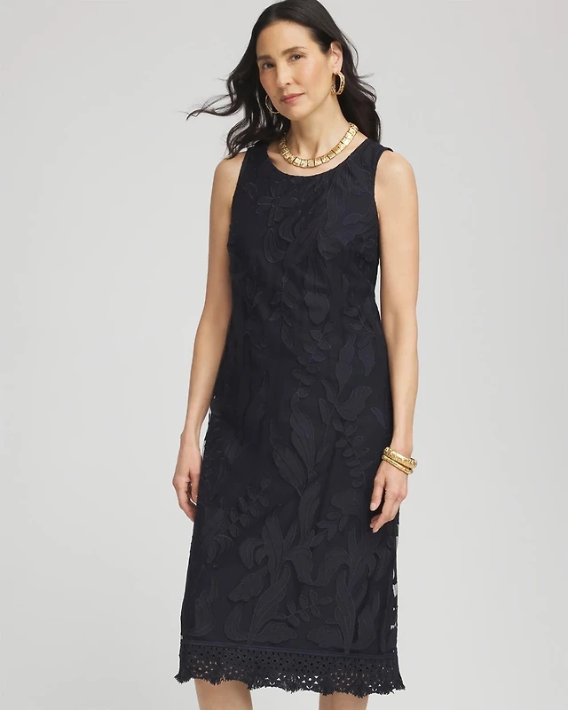 Chico's Travelers Mesh Appliqu Midi Dress at MarketFair Shoppes in  Princeton, NJ