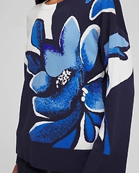 Floral Intarsia Crewneck Pullover