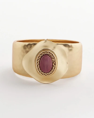 Golden Rhodonite Stone Cuff Bracelet