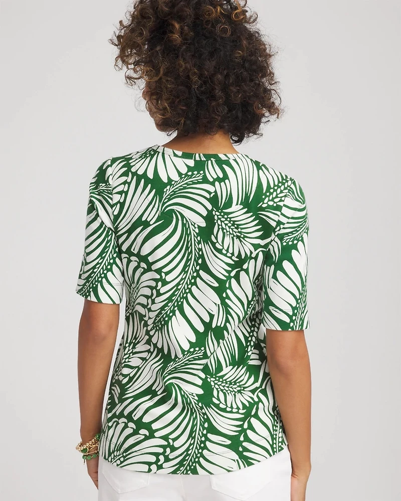 Palm-Frond-Motif Classic-Fit Pima Tee