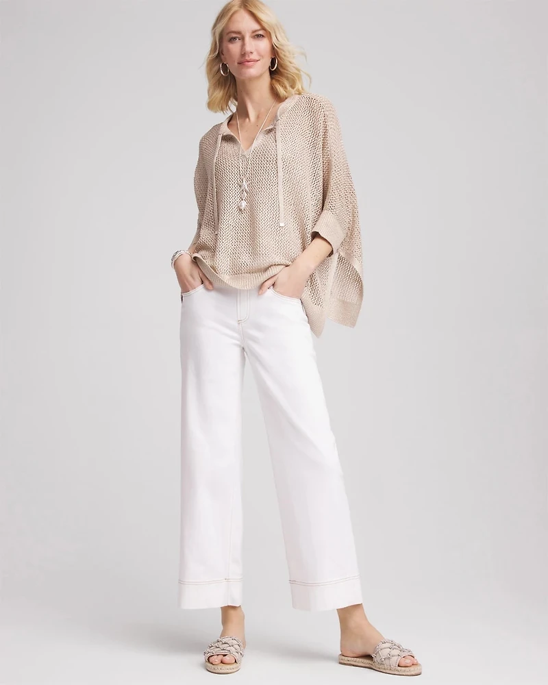 No Stain Pull-On Wide Leg Cropped Jeans