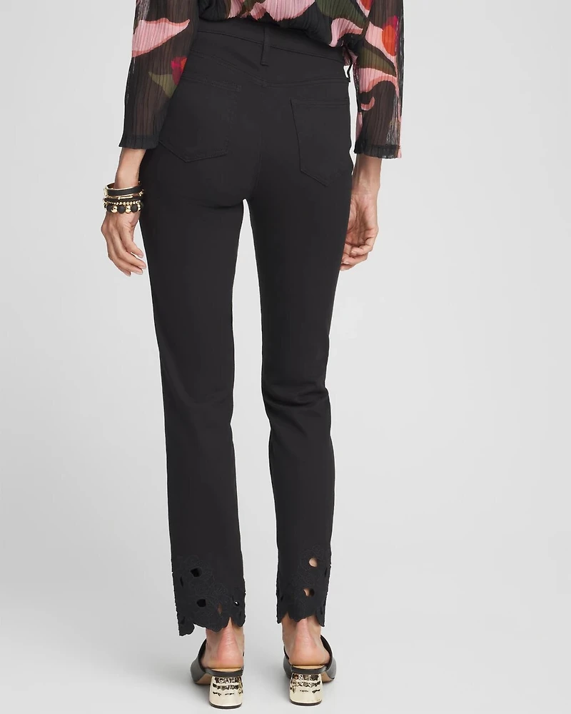 Petite Girlfriend Floral Cutout Ankle Jeans