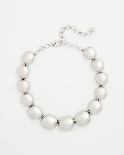 Silver Pebble Collar Necklace