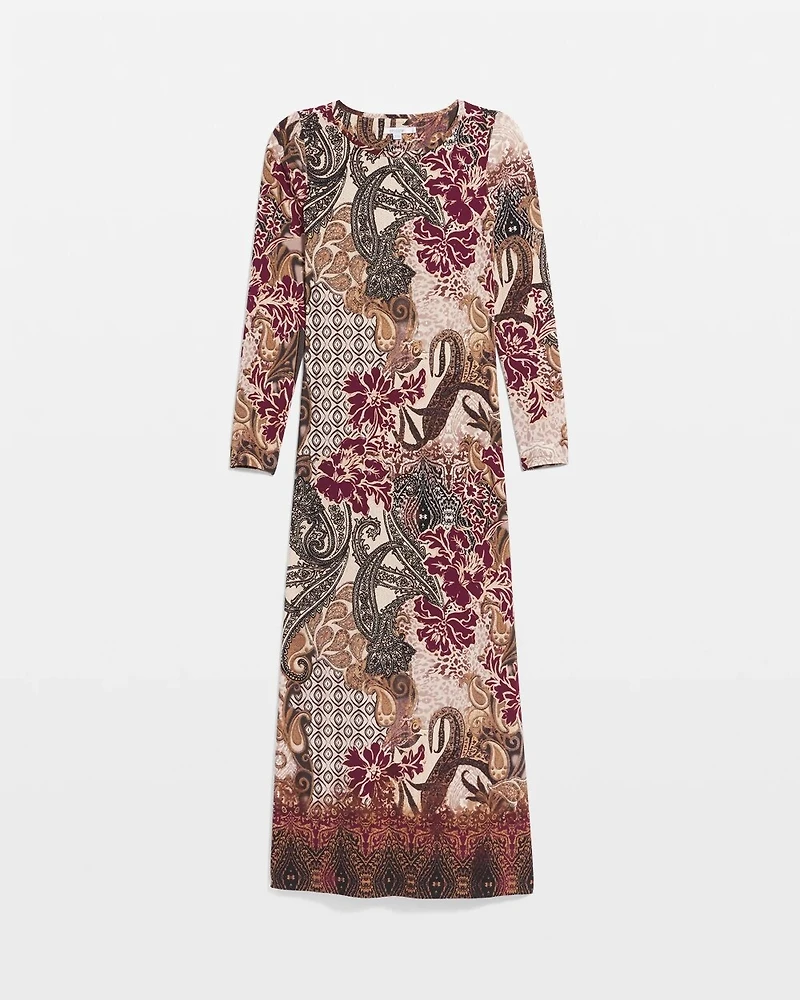 Patchwork Boatneck Column Maxi Dress