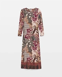 Patchwork Boatneck Column Maxi Dress