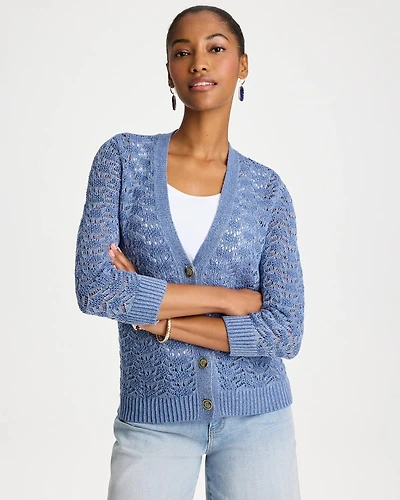 Crochet Knit Pointelle Cardigan