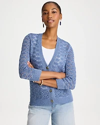 Crochet Knit Pointelle Cardigan