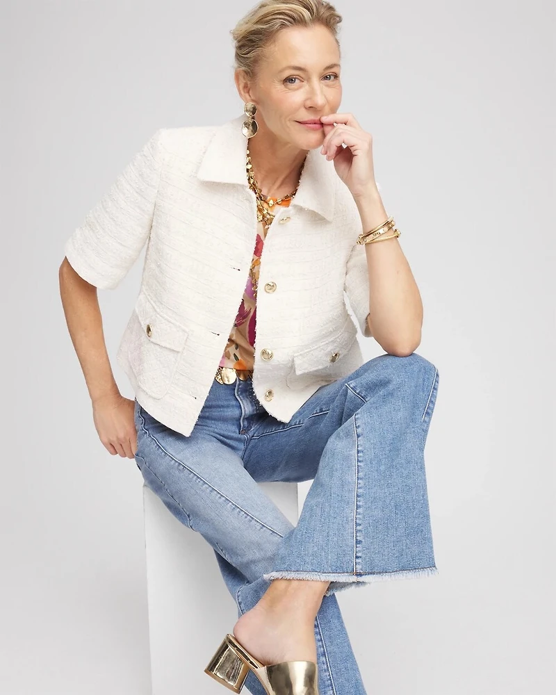 Short Sleeved Tweed Lady Jacket