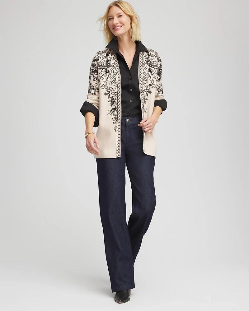 Jacquard Cotton-Blend Cardigan