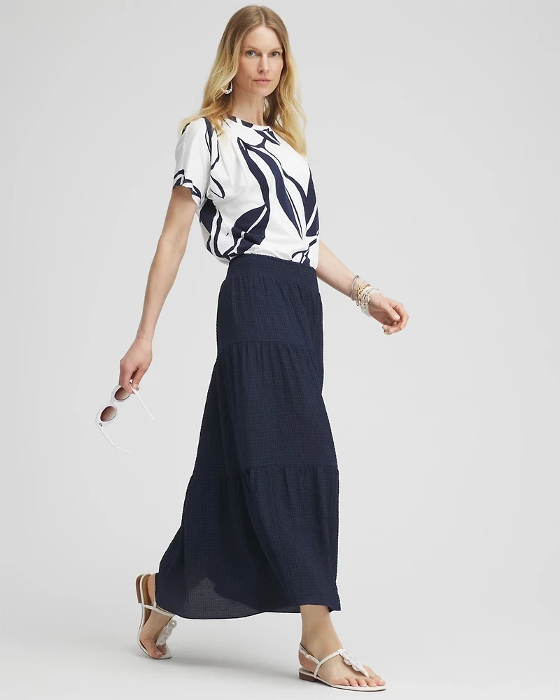 Smocked Waist Tiered Skirt