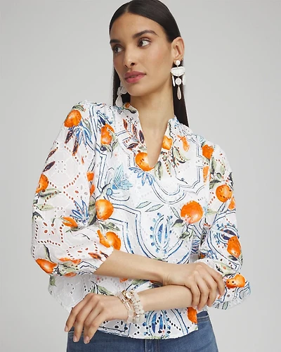 Tropical Eyelet Sleeve Shirt