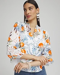 Tropical Eyelet Sleeve Shirt