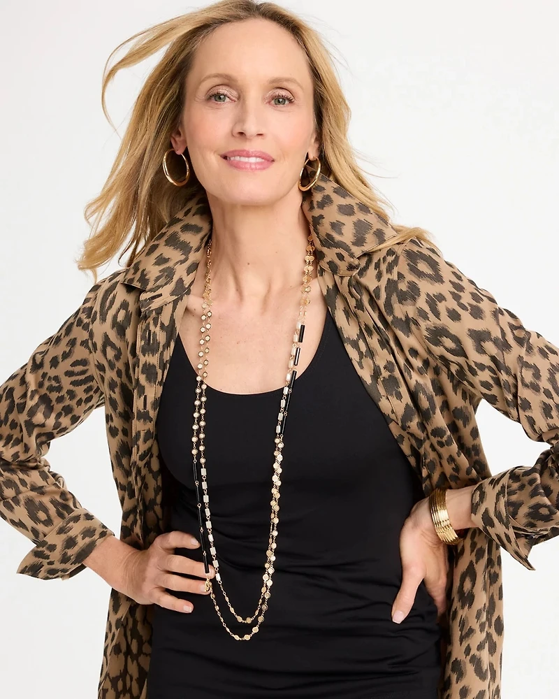 Black Gold Long Single-Strand Necklace