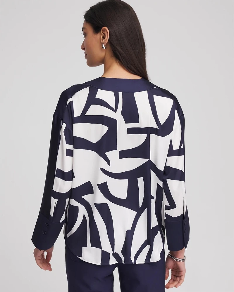 Satin Geo Print Blouse