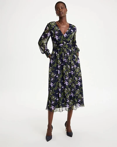Crinkle Chiffon Surplice Maxi Dress