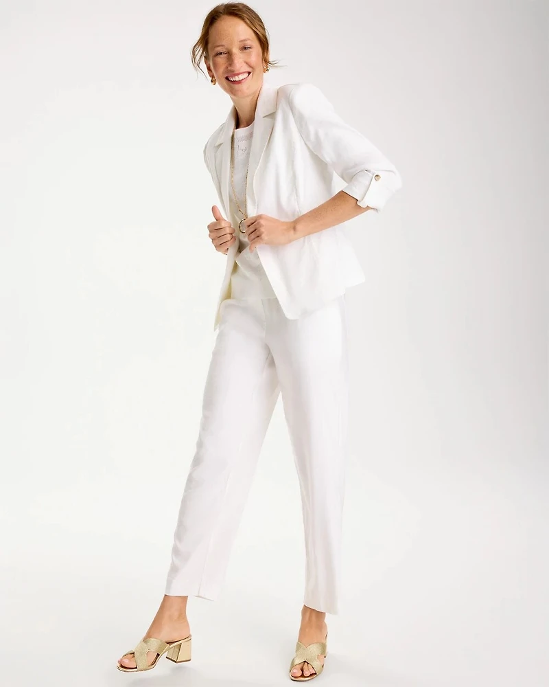 Linen Roll Sleeve Blazer