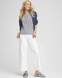 Tile Print Slub Scoop-Neck Tee