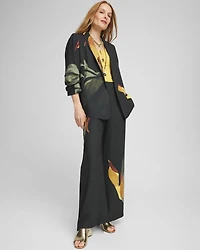Ruched Sleeve Print Blazer