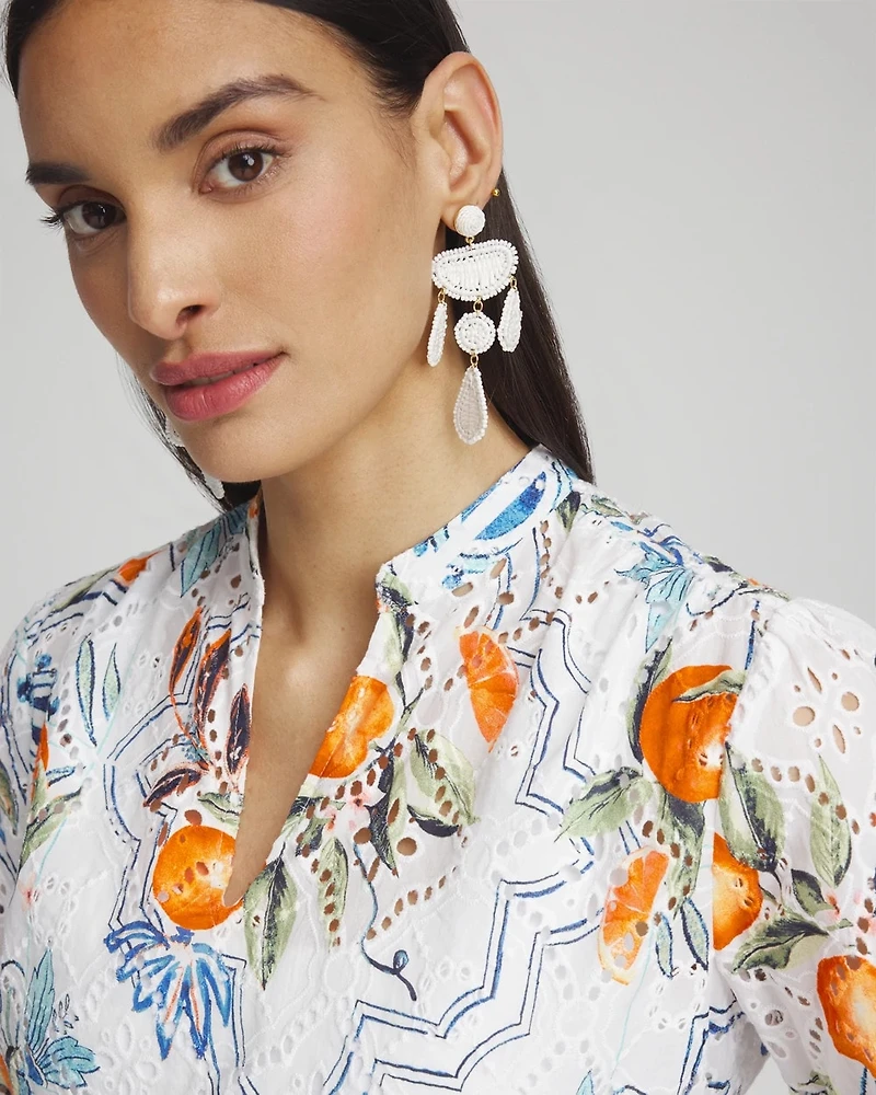 Tropical Eyelet Sleeve Shirt
