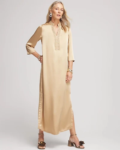 Embellished Satin Maxi Dress