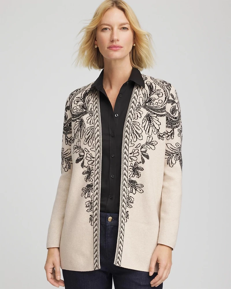 Jacquard Cotton-Blend Cardigan