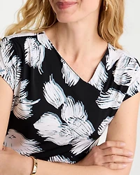 Travelers™ Knit Abstract Floral Asymmetrical Top