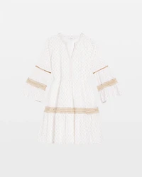 Crochet-Lace Trim Popover Dress