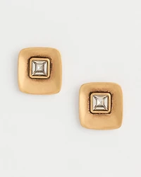 Gold Pave Square Stud Earrings
