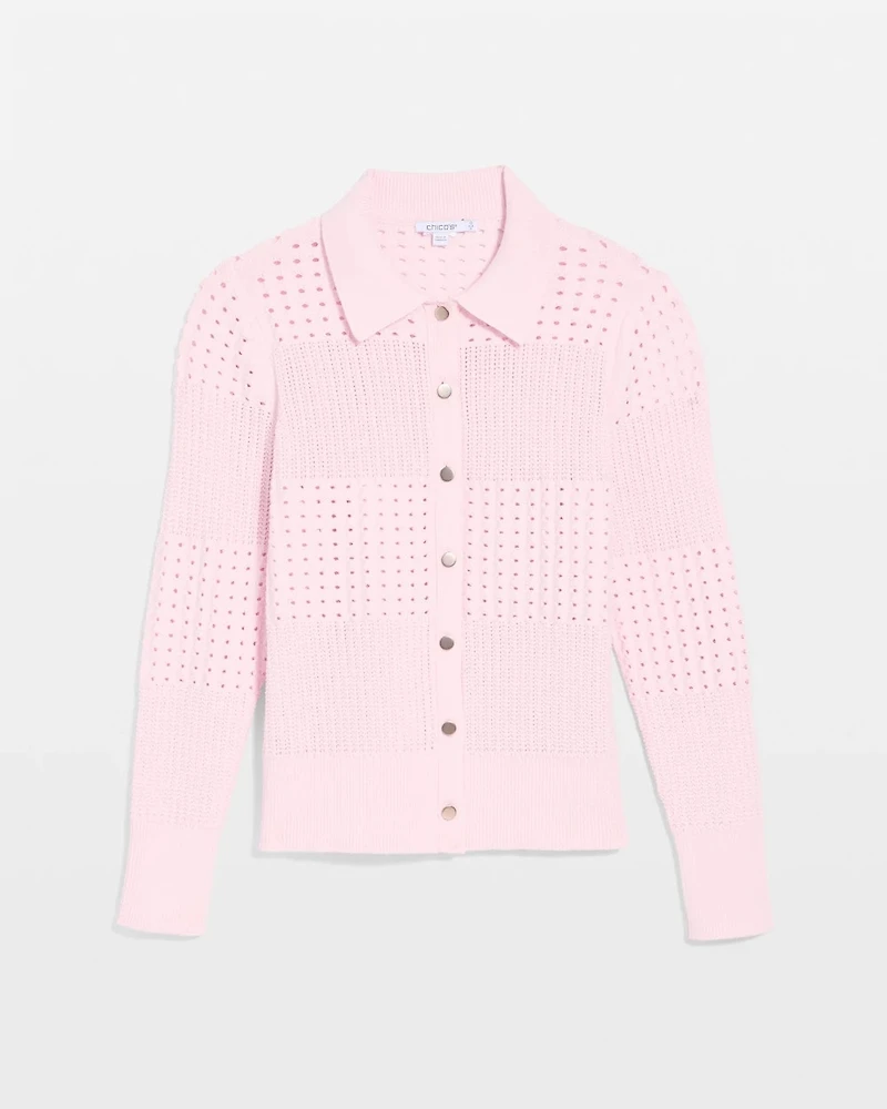 Textured Button-Front Cardigan