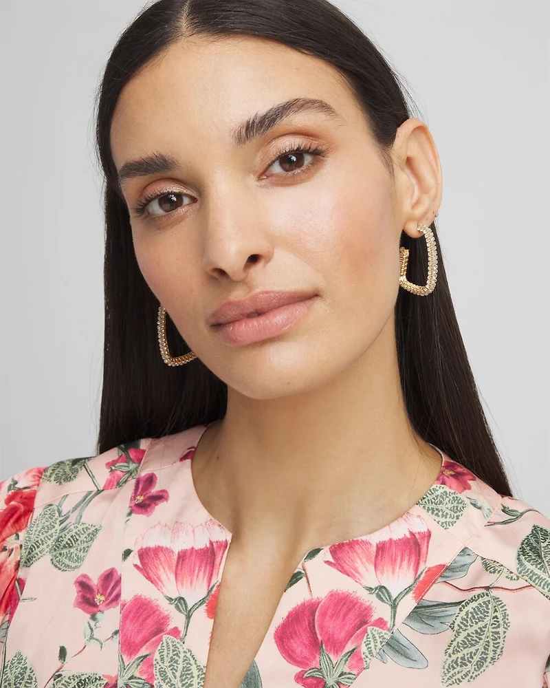 No Droop™ Goldtone Square Hoop Earrings