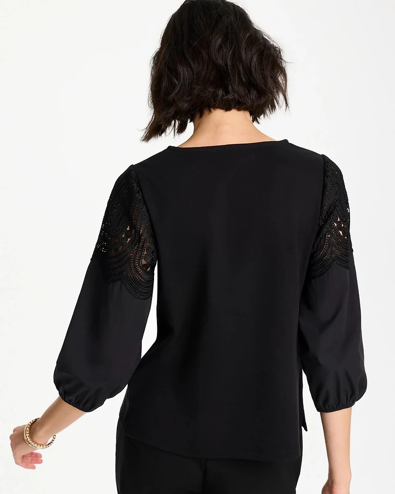 Lace Crochet Sleeve Tee