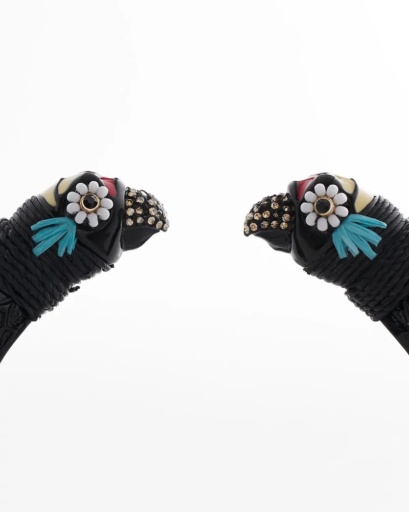 Raffia Parrot Hinge-Cuff Bracelet