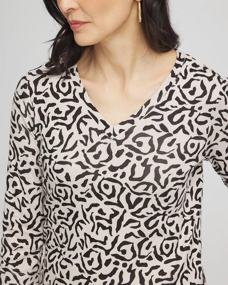 Animal Print Pima 3/4 Sleeve Tee