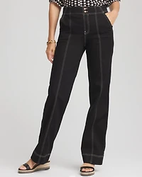 Pull-On Wide-Leg Jeans