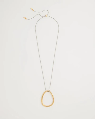 Mixed Metal Circle Pendant Necklace