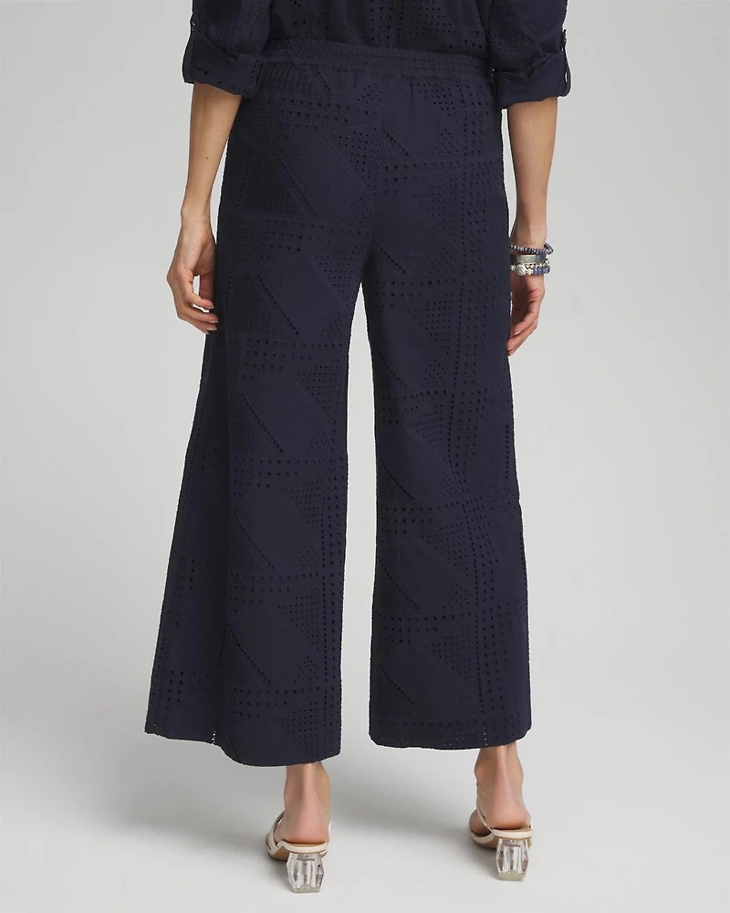 Geo Eyelet Soft Cropped Pants