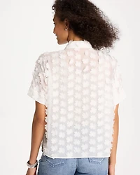 3D Floral Chiffon Camp Shirt