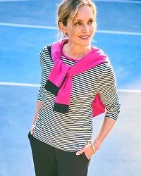 Zenergy® Striped Jacquard Contrast Pullover Top