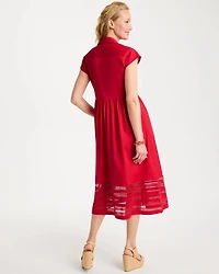 Lace Trim Midi Shirtdress