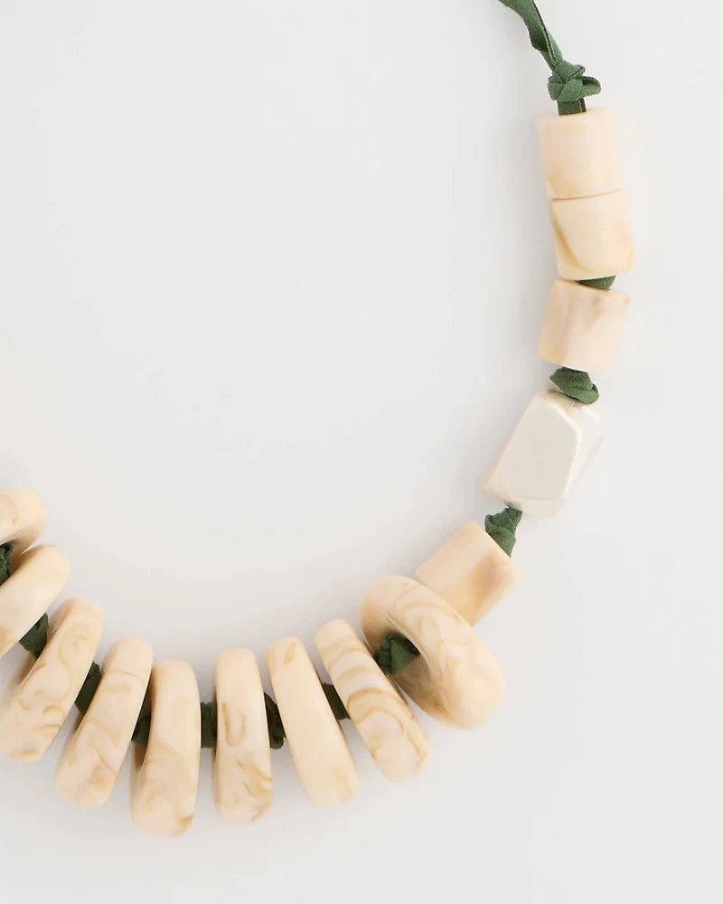 Neutral Resin Green Cord Necklace
