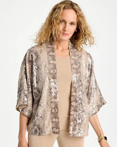 Travelers™ Collection Sequin Animal Print Kimono